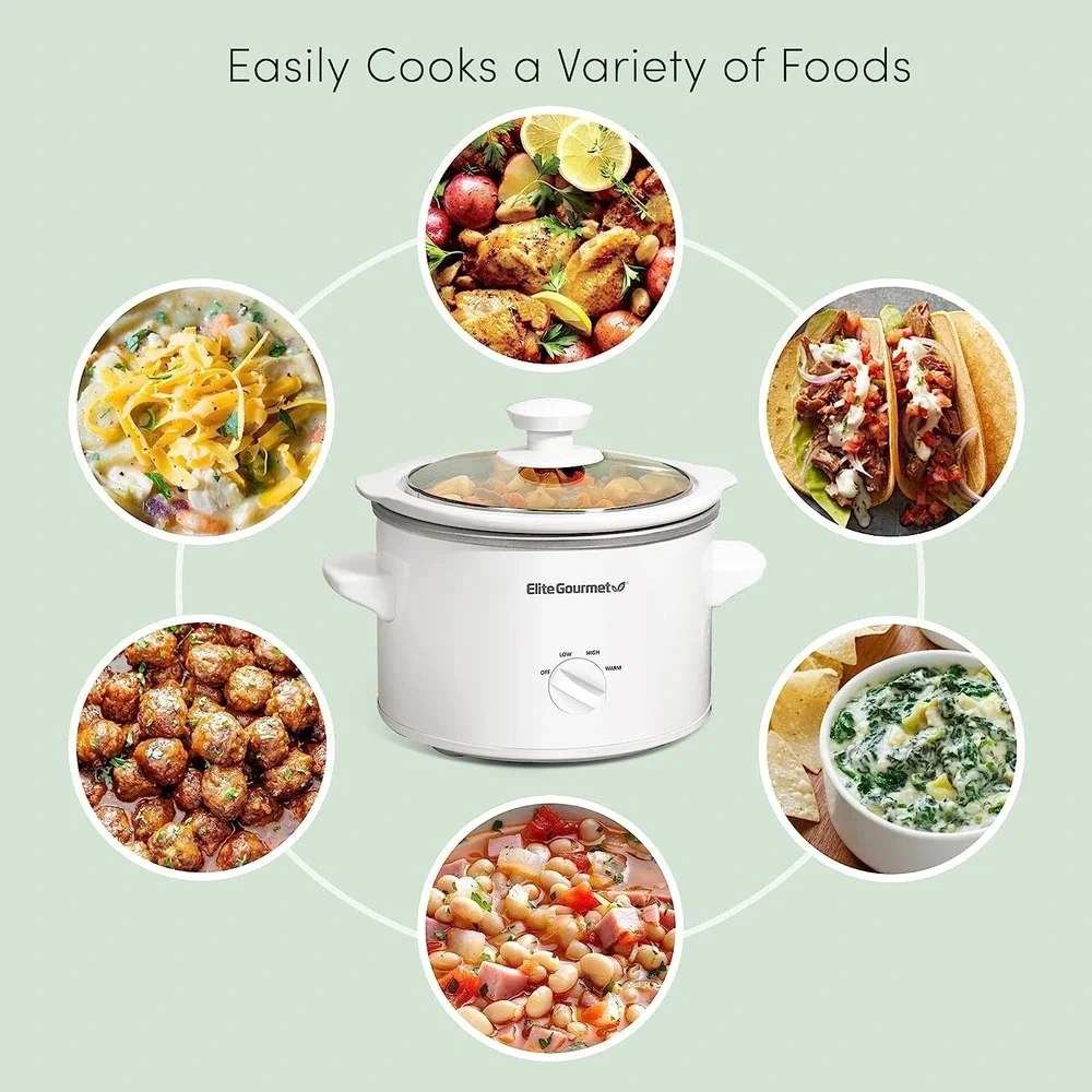 Elite Gourmet MST-250XW# Electric Slow Cooker Ceramic Pot Adjustable Temp 1.5Qua